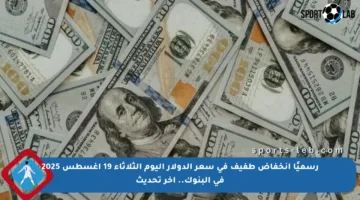 رسميًا انخفاض طفيف في سعر الدولار اليوم الثلاثاء 19 أغسطس 2025 في البنوك.. آخر تحديث